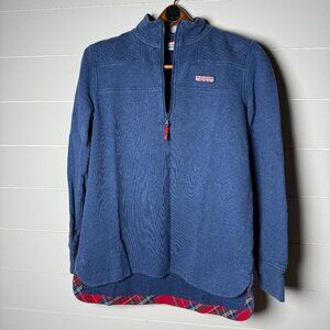 VINEYARD VINES- Size Small, Plaid Trim, 1/4 Zip Sweatshirt